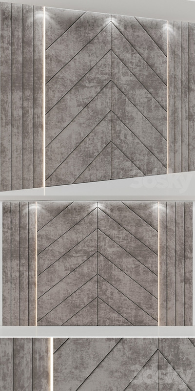 Headboard made of soft beige panels